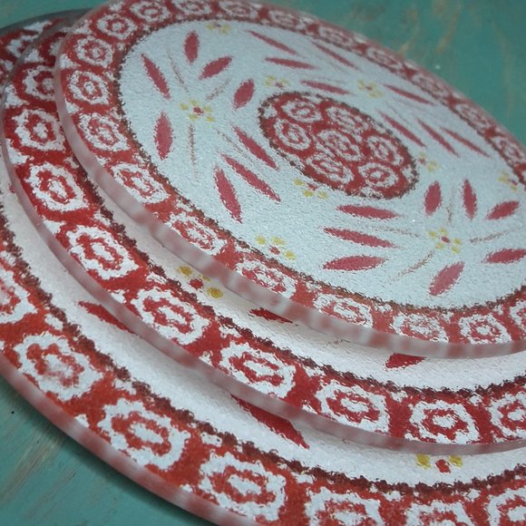 Glass Trivets Hot Pads Vintage Set of 3 Mid Century Modern Kitchen Ware Decor - Picture 10 of 15